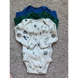 Carter's Baby Boy 3 Pack Bodysuits Winter Theme Size Newborn